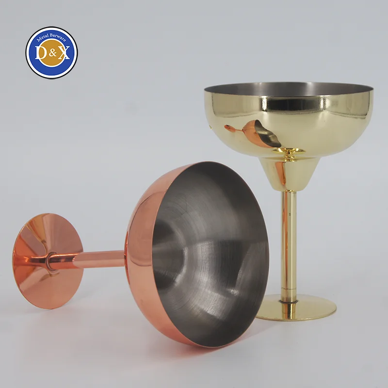 Custom 250ml Metal Gold Copper Stainless Steel Red Wine Glass Goblets Martell Cup Cocktail Glass