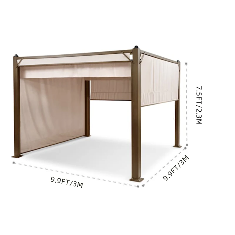 YASN 3x3M windproof and pergola aluminium outdoor shade fabric semi sheer balcony outdoor roller blinds