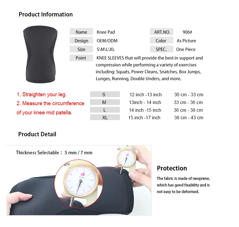 New arrival Adjustable Nylon Pressurization Knee pad Compression sports fitness Neoprene Knee Support brace