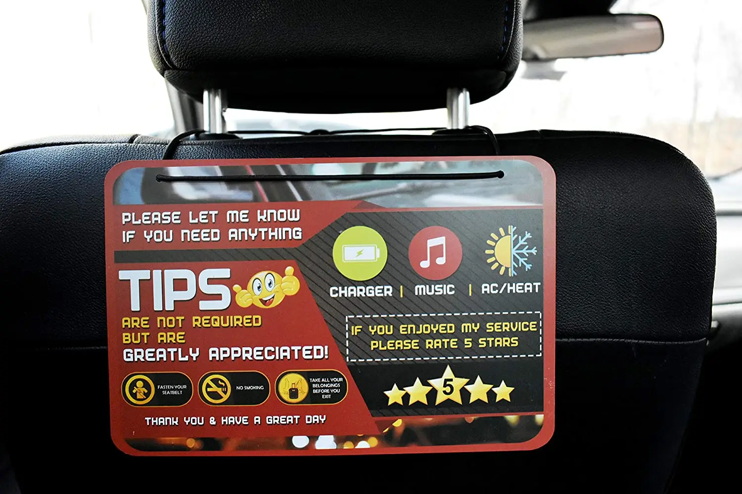 Custom printing Tips card sign,Five star Accessories rider tips taxi sign driver Rating Appreciated Ride for drivers accessories