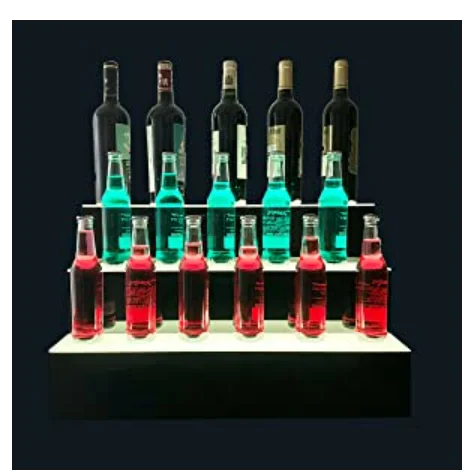 Acrylic Bottle Holder Stand Display Home Decoration Bar LED Lighted Floating Wall Shelves