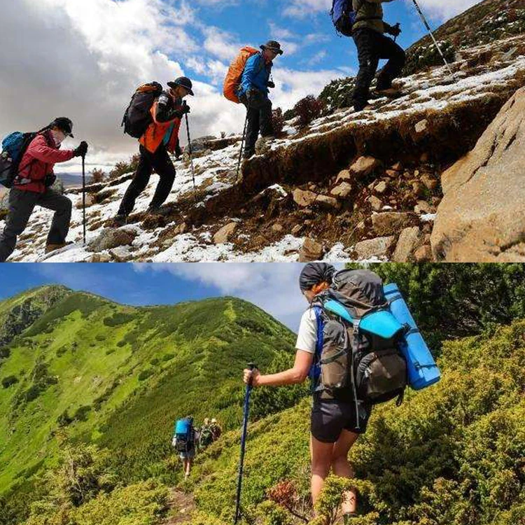 Hot Sell Folding Ultralight Alpenstock Outdoor Adventure Pathfinder Survival Tool Walking Sticks for Hiking