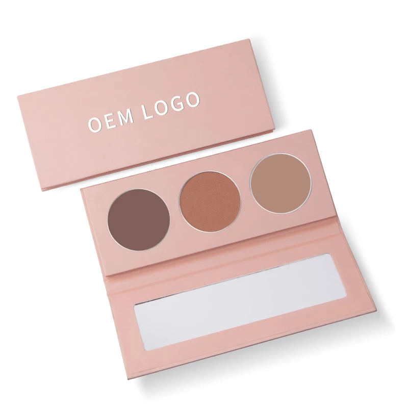 
Custom High Pigmented Private label Makeup Pressed Powder 3 Colors contour palette Dark Skin 