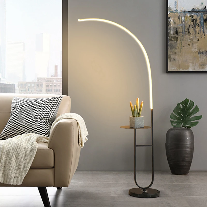 2022 Stylish Dimming Led Marble Table Standing Light in Living Room Cafe Corner Floor Lamp with Table