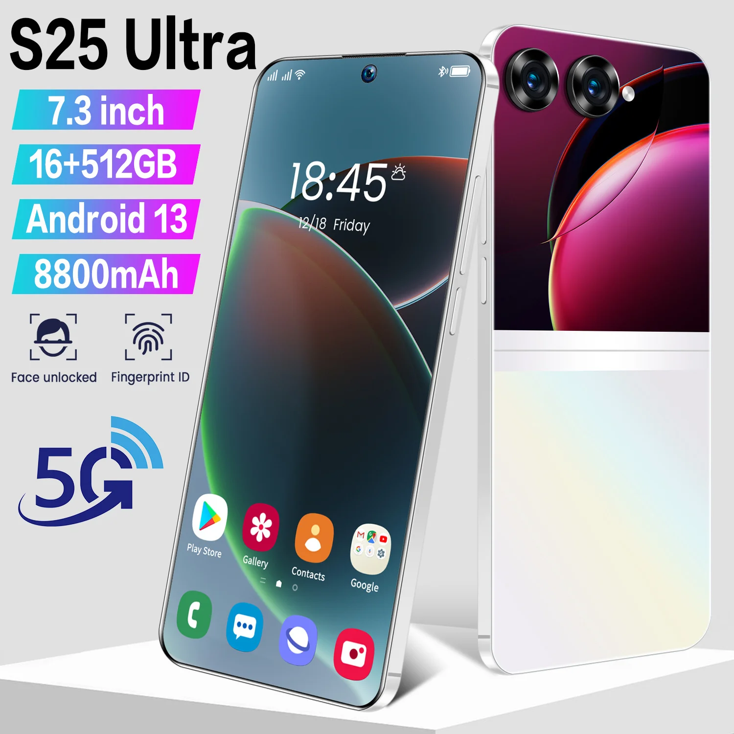 Mobile Phone S25 Ultra 16GB+512GB Original Big Sale Android 12 Cellphone 7-inch HD Smartphone 5g Wifi Cheap Phone 6800mAh