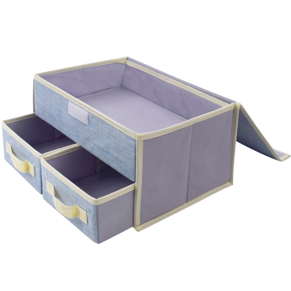 Living Room Decor Linen Fabric Organizer Bins Cabinet 3 Drawer 2 layers Underwear Closet Storage Organizer Box Unit for Closet