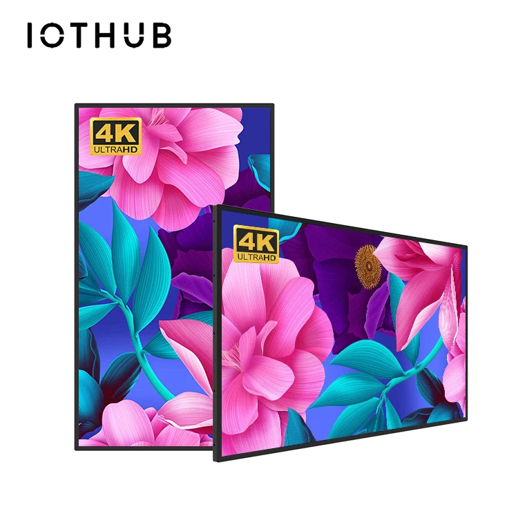 HUSHIDA android digital wall mounted ultra wide hd multi touch screen monitor advertising display