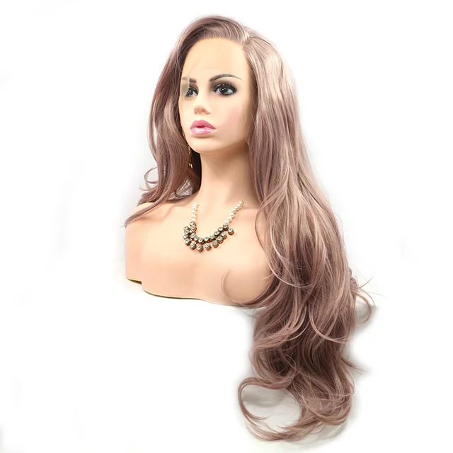 Synthetic Glueless Long Wavy Free Part Half Hand Tied Fashion Women Copper Red Lace Front Wigs