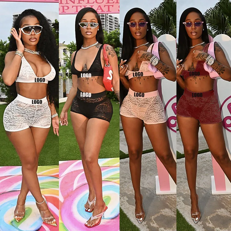 Изготовленным на заказ логосом комплект нижнего белья кружевной бюстгальтер и трусики сексуальный комплект из двух частей для женщин больших размеров женские низкие сандалии S-5XL пижамный комплект белье Push Up комплект нижнего белья