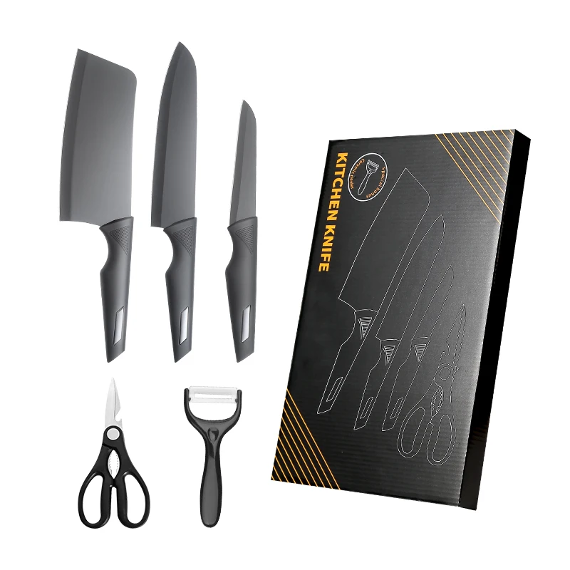 3cr13mov chef kitchen knife set cleaver paring scissor black kitchen knife set stainless steel design welcomed
