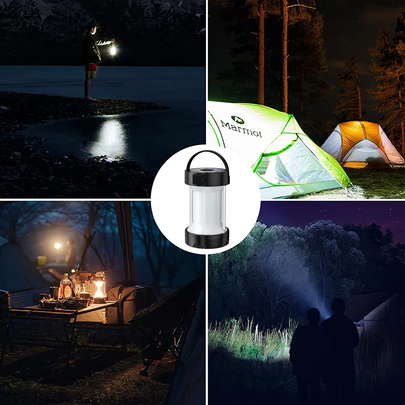 Type-C Rechargeable Water Resistantv Magnetic Bright 1000lm solar Powered LED Camping Lantern with Power Bank