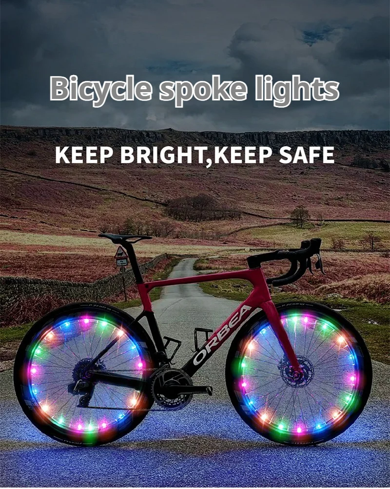 High Light Bike Wheel Lamps colorful waterproof Cycling Decoration Tire Strip Light LED with String Light