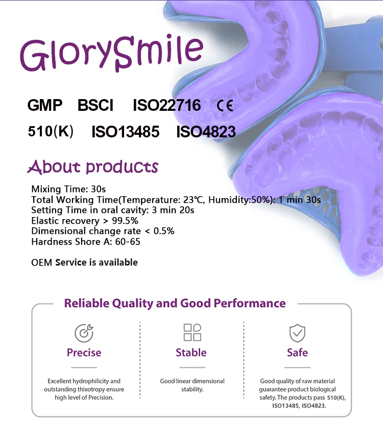 510K одобрено Glorysmile другие аксессуары для отбеливания зубов шпатлевка силиконовый материал материалы