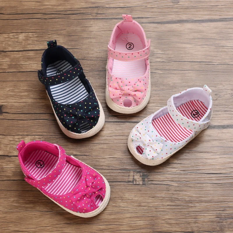 EVERTOP full cotton canvas printing non slip sole summer baby sandal shoes newborn girl shoes