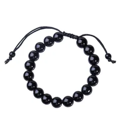 Hot Sale Healing Natural Agate Stone Crystal Chakra Black Onyx Obsidian Bead Bracelets For Men Women