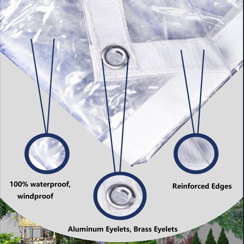 LIYUAN Clear Plastic Tarp Windproof Clear Vinyl Tarps for Outdoor Garden Curtain