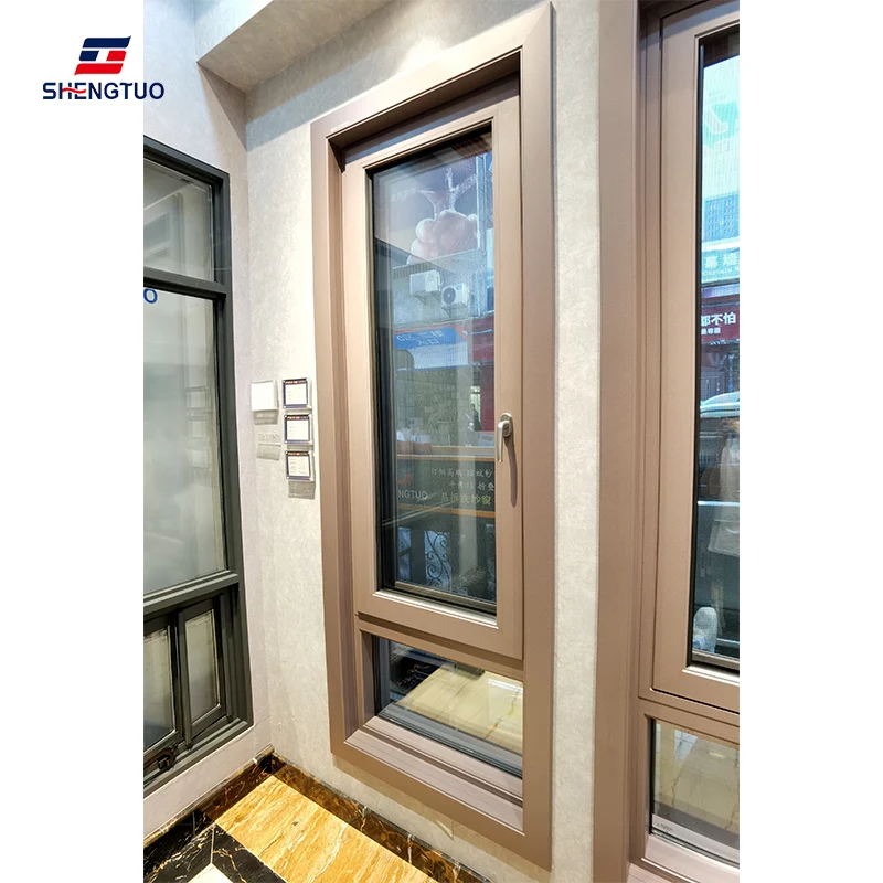 High-end aluminum frame windows design 4-layer tempered glass window screen integrated hurricane-resistant impact swing window