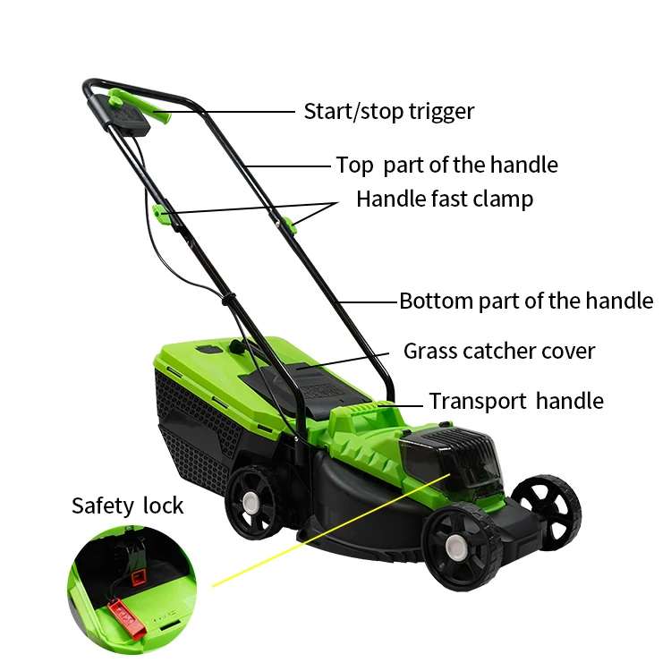Portable hand push cordless lawn mower for grass cutting