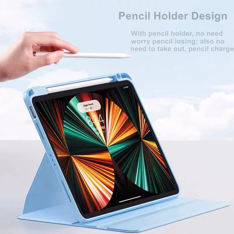 360 Rotatable Case for ipad 10.2 Case Cover for ipad pro 12.9 leather case Clear Hybrid Back Cover with Pencil Holder