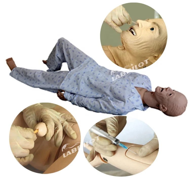 NEW Elderly Patient Caregiver Mannequin Nursing, CPR, BP Training Manikin