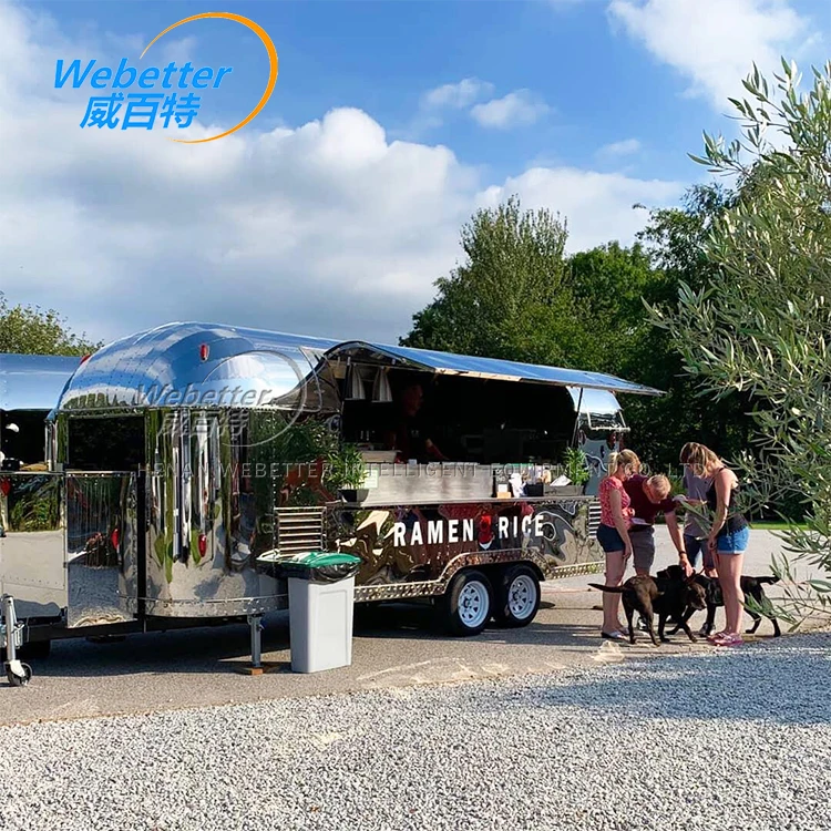 WEBETTER Airstream Mobile BBQ Fast Food Trailer Fully Equipped Remolque Truck With Full Kitchen for