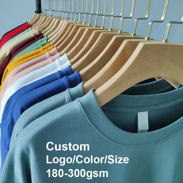 Prime Quality Custom Logo 280GSM Heavyweight Tshirts Tee Shirt 180 - 300 GSM Thick 100% Cotton Oversized Blank T Shirts Men