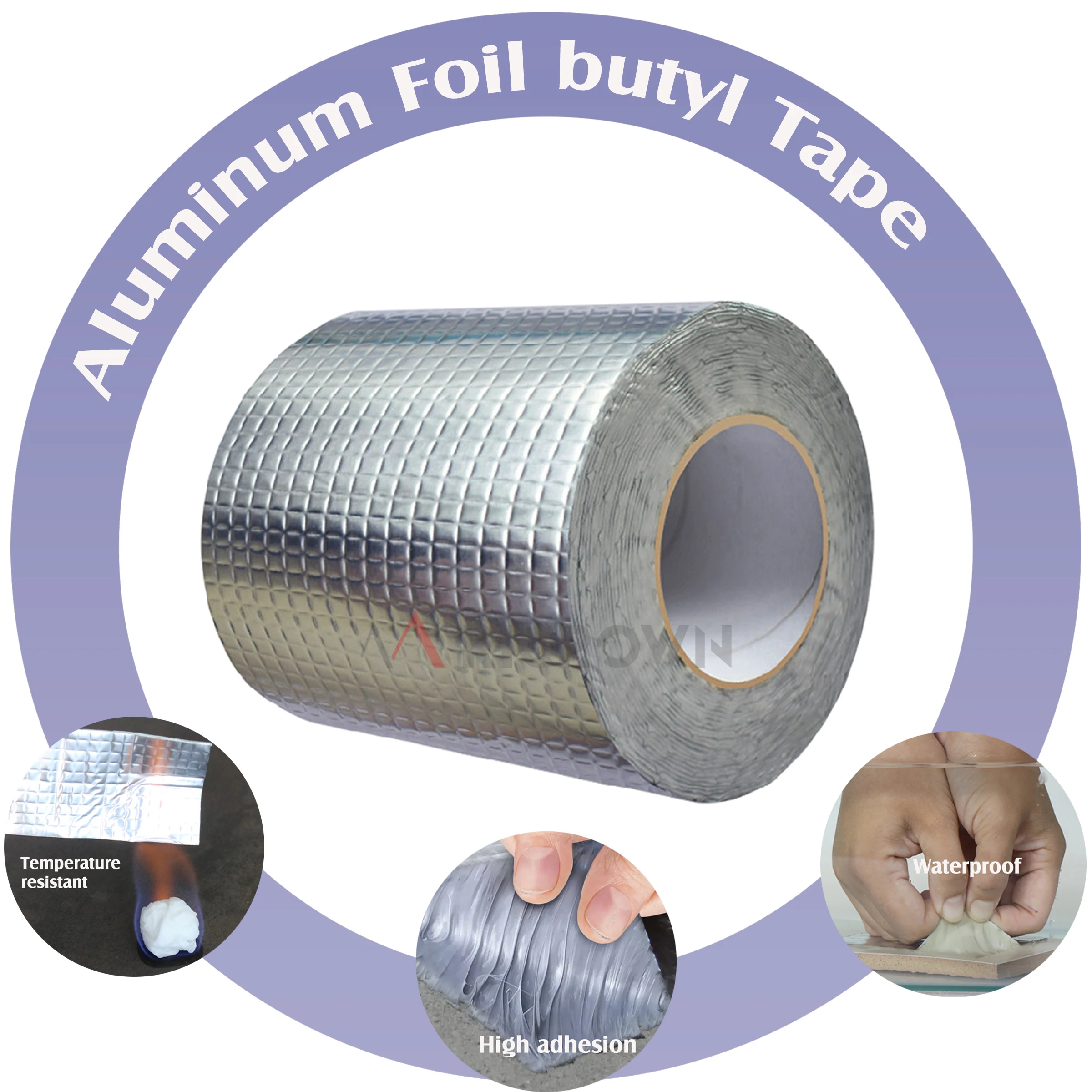 Butyl Tape Waterproof Tape for Pipe Butyl Rubber Heat Resistant Aluminum Foil Factory Price Waterproof Aluminium Foil 5x5 Cm;