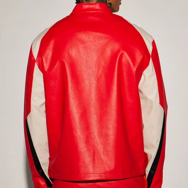 Custom design retro classic leather motorcycle jacket oem logo patch genuine leather racing jacket for men