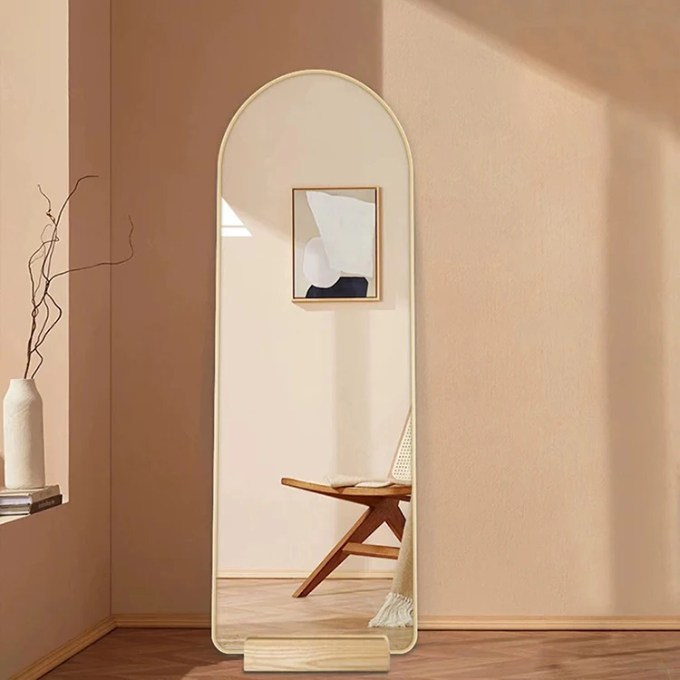 factory custom huge gym yoga arched floor standing mirror workout espejos large dance studio miroir gold frame for girls