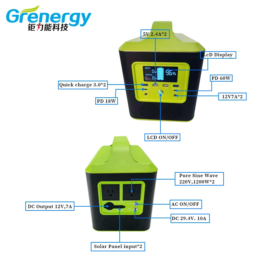 110V/220V portable power station lifepo4 battery solar generator with AC/DC output/USB for home&outdoor
