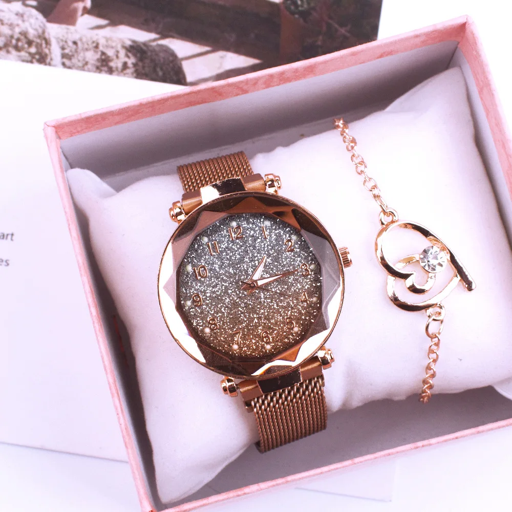 Luminous Ladies Watches Bracelet Set Magnetic Starry Sky Clock Luxury Women Watches Fashion Diamond Female Quartz Wristwatches