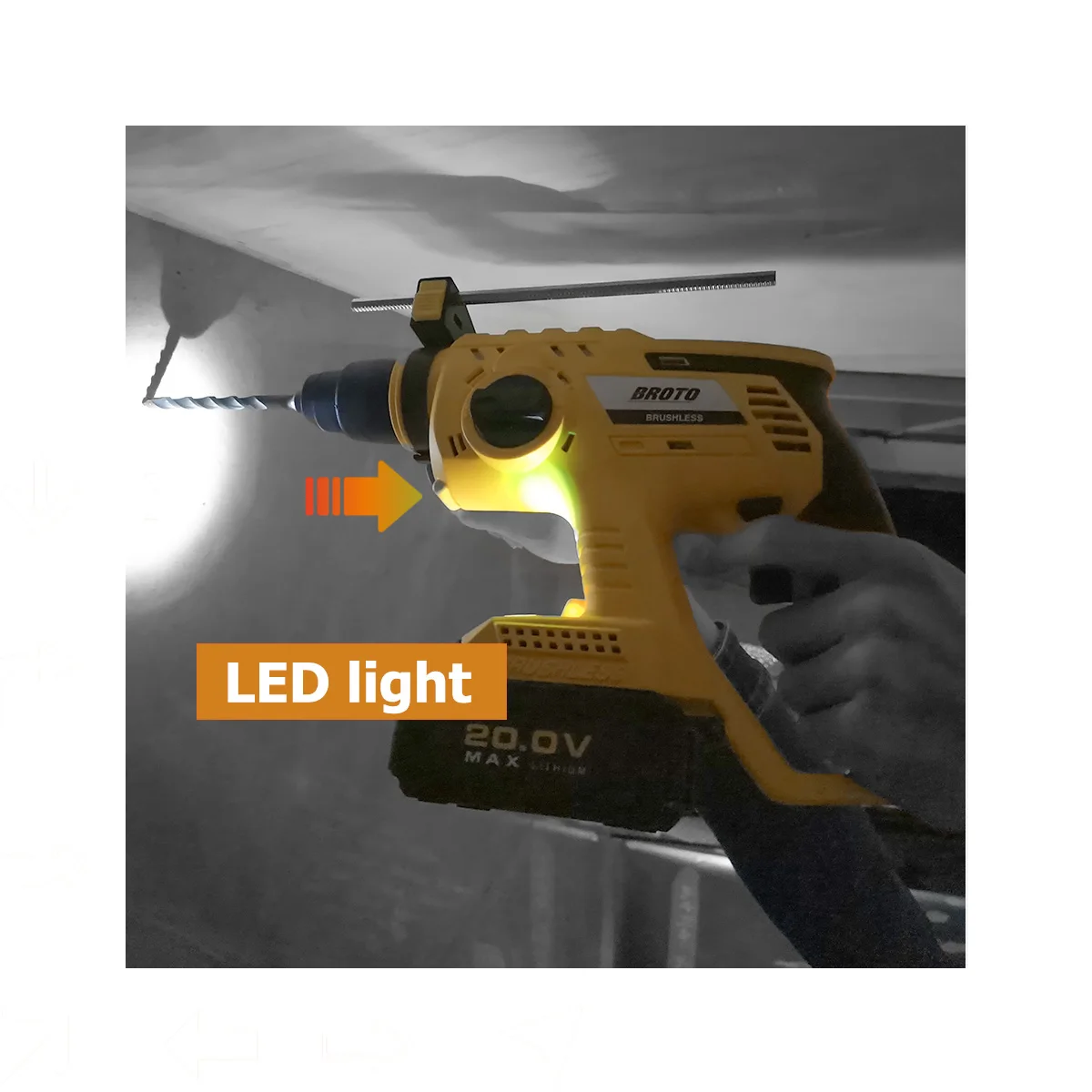 High Quality Brushless Tools Breaking Concrete with Hammer Drill Battery Power Cordless Hammer Drill Machine Electric