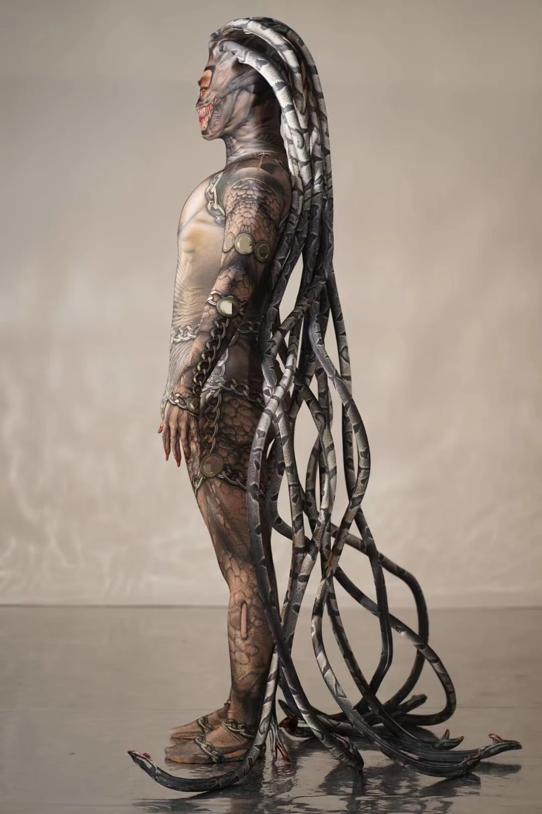 Halloween Horror Party Snake Tentacles Monster Cosplay Stage Costume Role Playing Bodysuits Men Jumpsuits Show Performance Wear