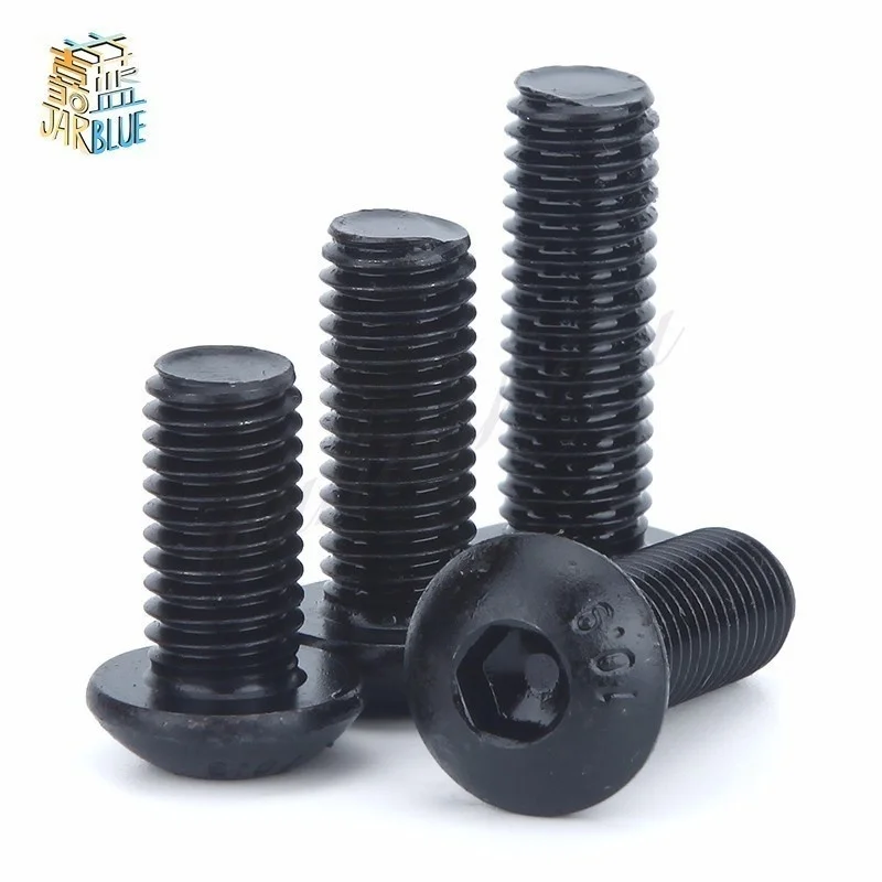 2-50pcs M2 M2.5 M3 M4 M5 M6 M8 M10 grade 10.9 class black oxide ISO7380 alloy steel button head hexagon socket screw