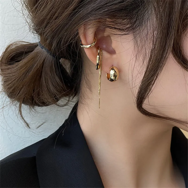 Новейшие модные золотые серьги jhumka с круглым кольцом набор серег-гвоздиков для оптовой продажи завода NS8037193