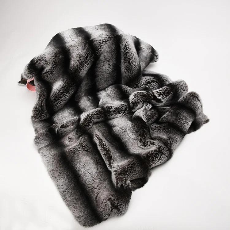Genuine soft dyed Chinese rabbit fur black color rex rabbit fur throw