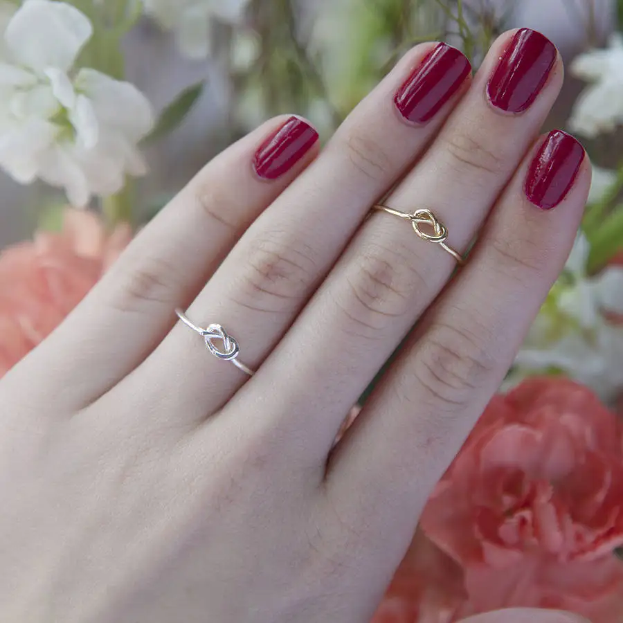 925 Sterling Silver Love Knot Ring Promise Adjustable Friendship Knot Ring For Lady