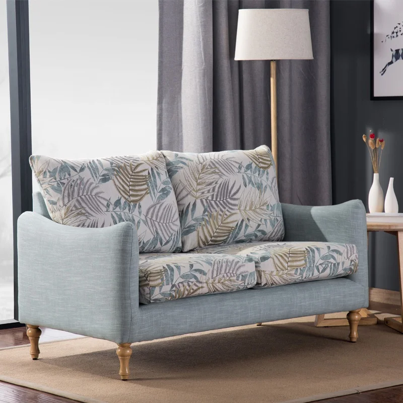 Design patent modern american style upholstered fabric compact blue couch love seat contemporary sofa