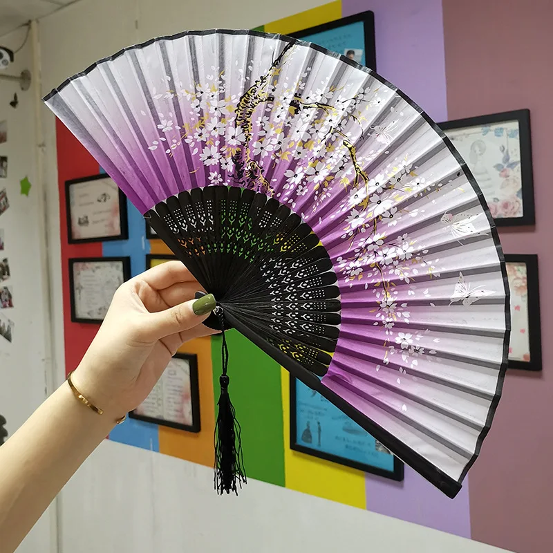 Factory Price Wooden Custom Fold Silk Print Wed Fan Hand