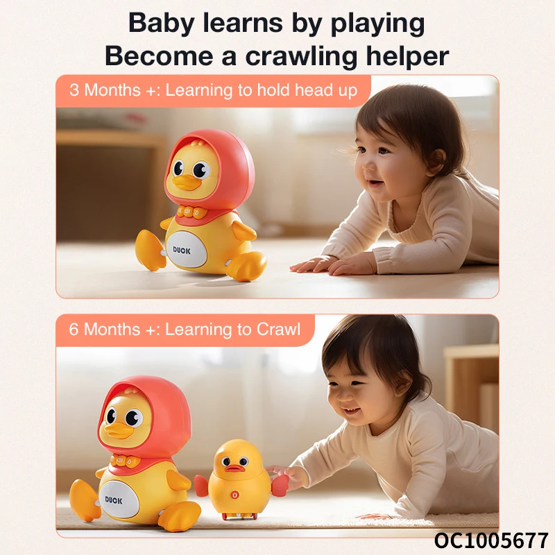 Soothing doll early education toy singing and dancing electric small duck climbing toy light up ducks toy for baby