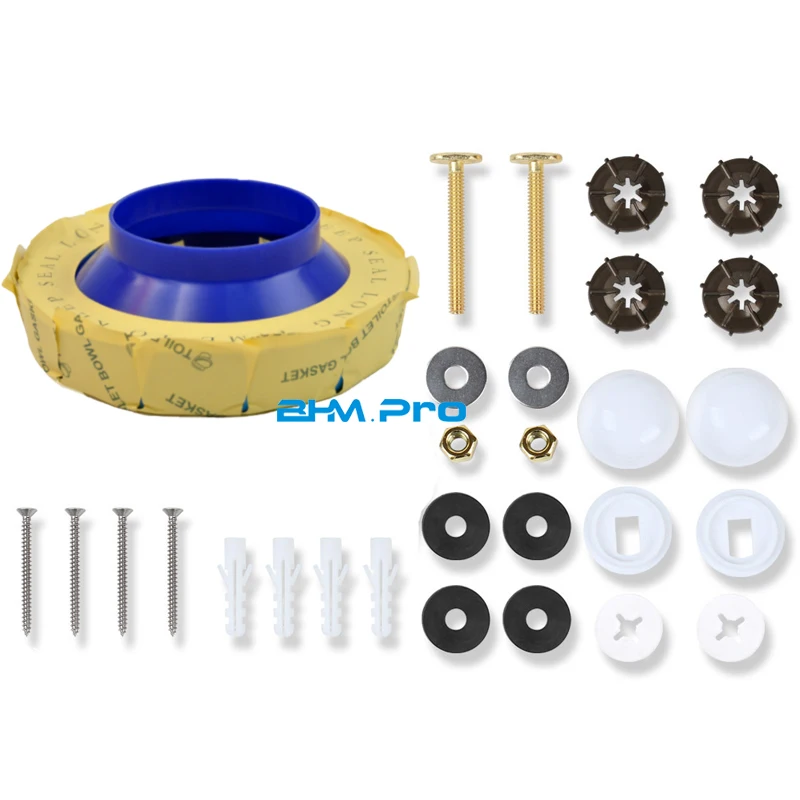 Install Plastic Nuts Flanged Fixing Screw Rubber Gasket For Toilet Bowl Wax Ring Kit Toilet With Bolts