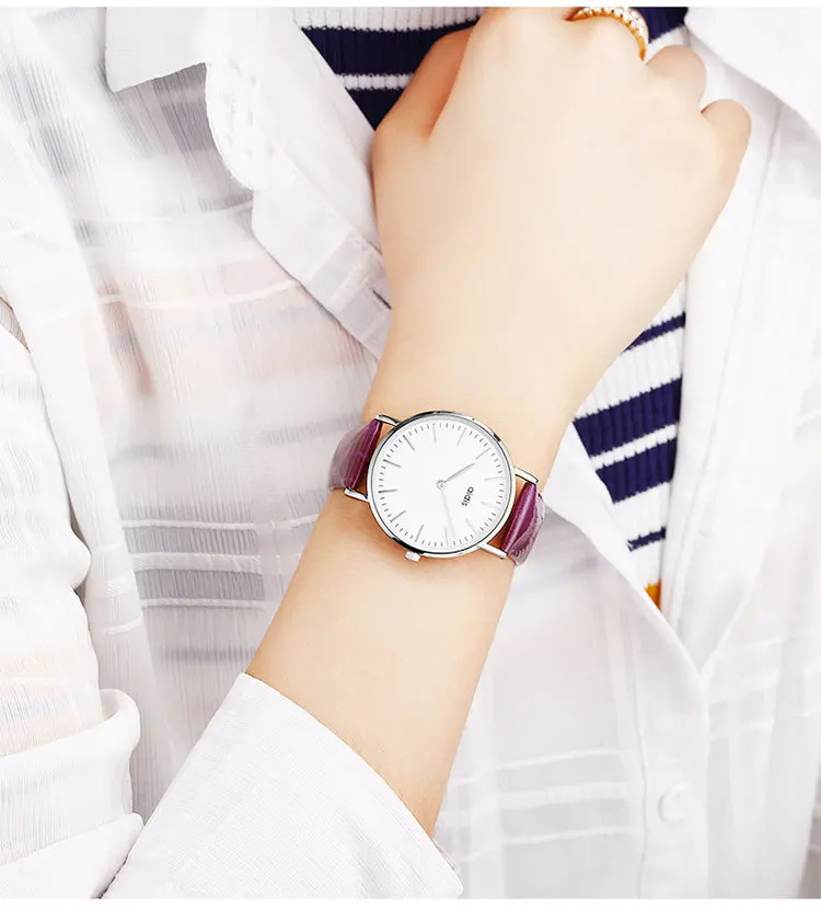 Dropshipping Watch female version of the simple fashion two-pin leather waterproof casual simple quartz watch