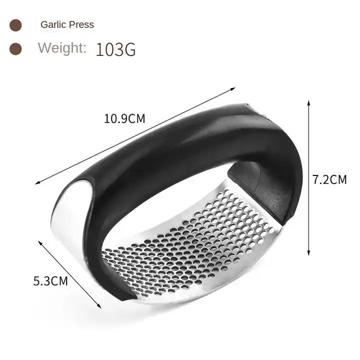 Multi-function Manual Garlic Crusher Stainless Steel Garlic Press Rocker with Non-slip TPR Grip