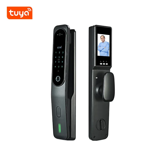 App Automatic View Wireless Remote Control Digital Security Cats Eye Smart Fingerprint Door Lock With Camera Tuya
