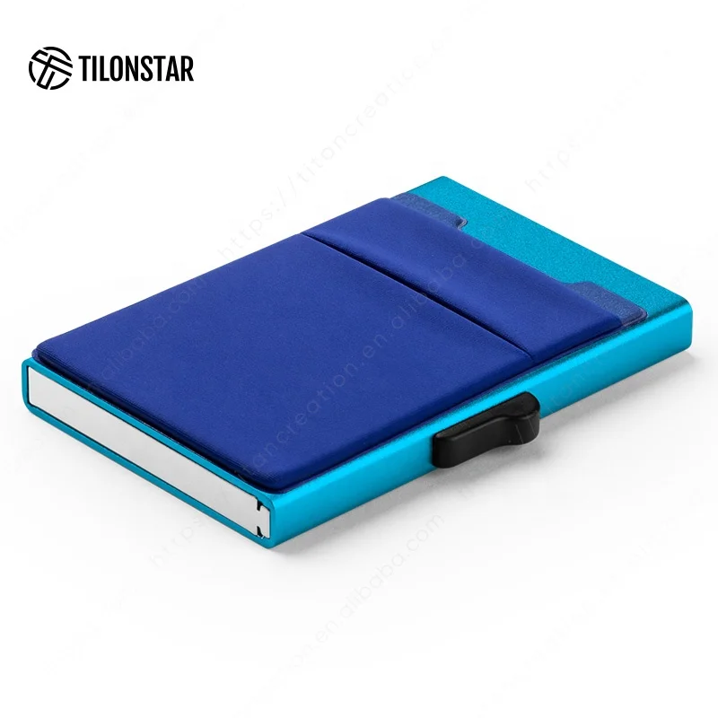 TILONSTAR Accept Customized Logo Minimalist Credit Card Holders Pop Up Aluminum Wallets Metal Wallet