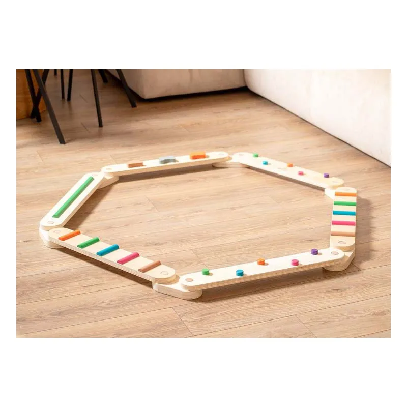 Unisex Double Sided Wood Balance Beam Set 6-Piece Indoor Sensory Montessori Toddler Beam for Kids