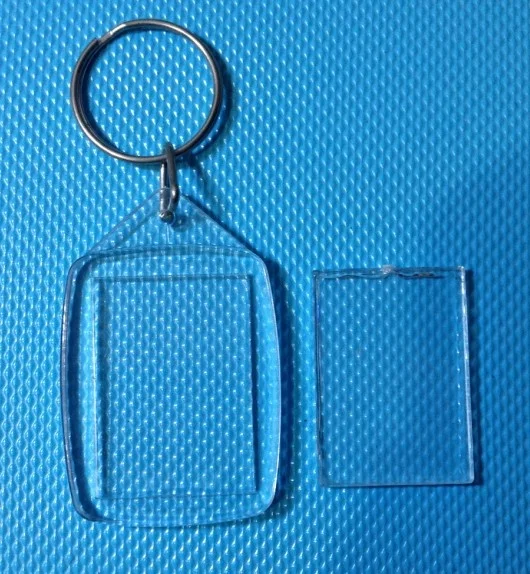 Rectangle plastic photo transparent acrylic keychain 35*45mm