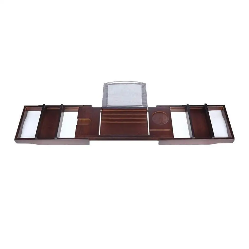 High Quality Extending Bamboo Bathtub Caddy Bridge Bath Tray Rack Brown for Wholesale