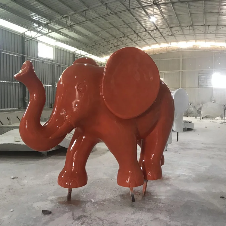Fiberglass brown elephant Animal model sculpture customization The park was painted with elephant statues