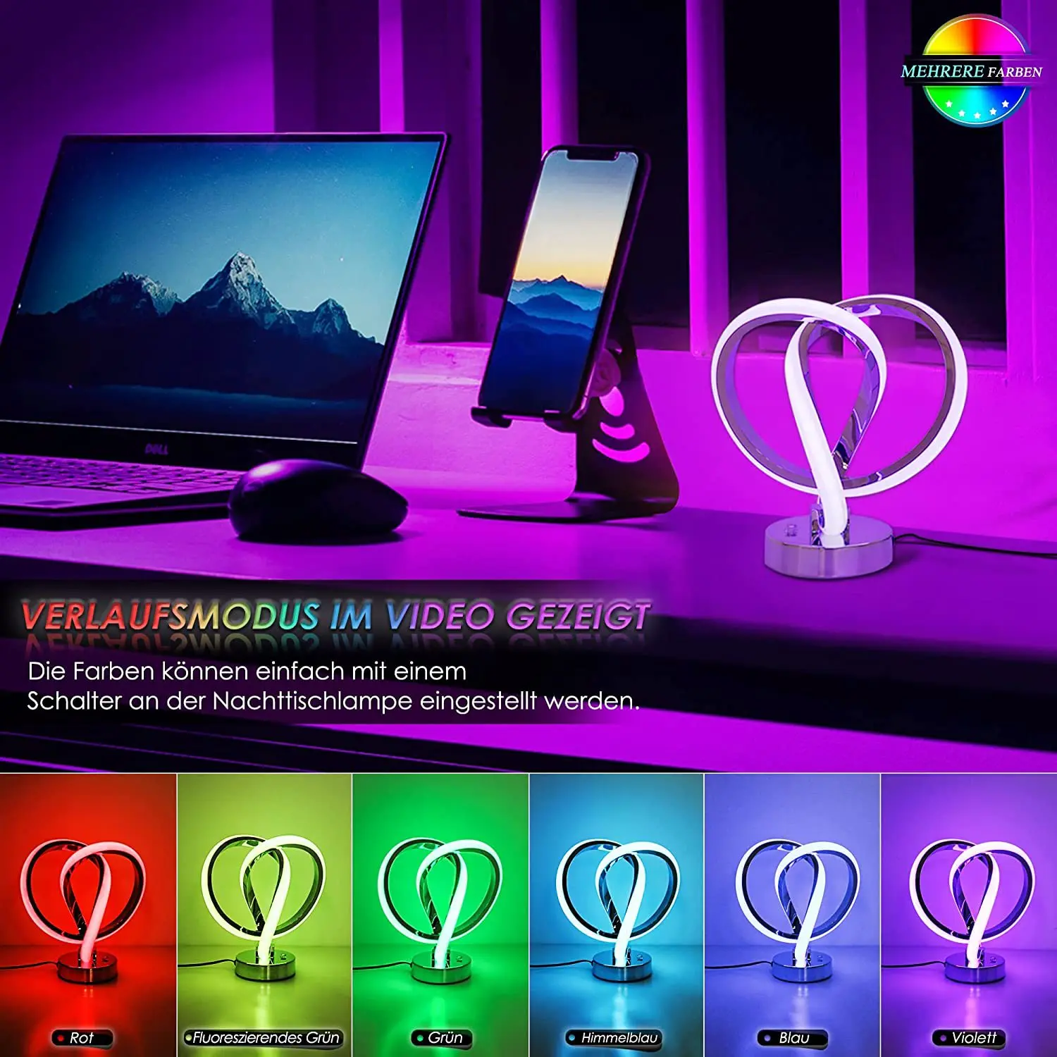 3-Step Dimmable Bedside Decorative Table Lamp Living Room Modern Spiral  Table Lamp Led Desk Light